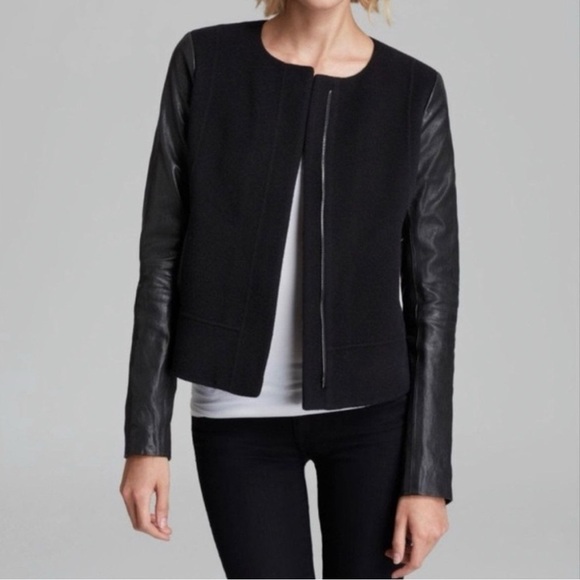 Vince Jackets & Blazers - Vince Wool Leather Sleeves Jacket XS